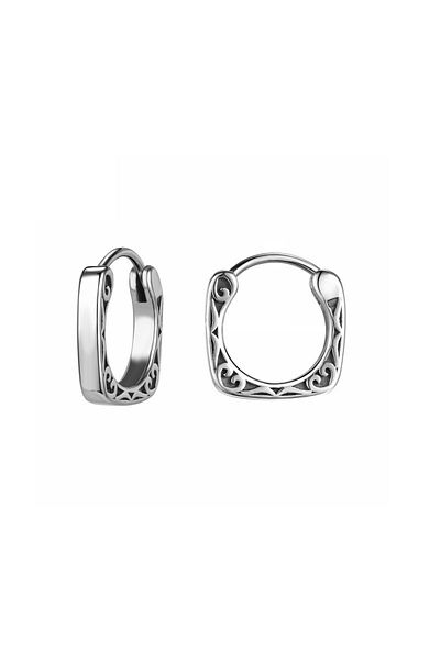 Viking Boutique Square Hoop Vintage Snap-on Men's 316l Steel Earrings