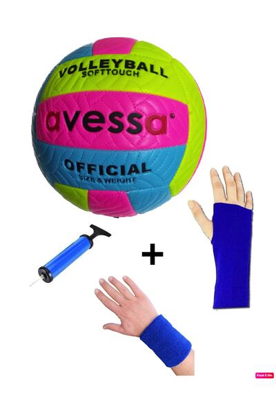 AVESSA Vlm-700 كرة طائرة جلدية مخيطة ناعمة الملمس 280 جرام رقم: 5 + مضخة + كم + سوار منشفة