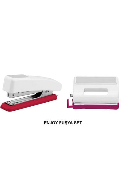Mas Enjoy Puncher 10 Sheets and Stapler No:10 Fuchsia