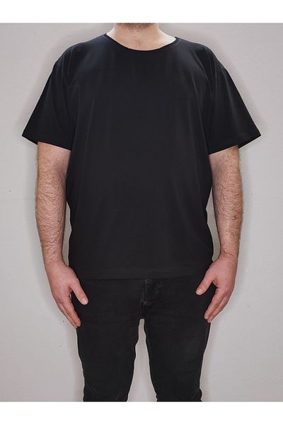Bomenti Life Men's Black Plus Size Comfortable Regular -Normal Fit Basic Crew Neck T-Shirt