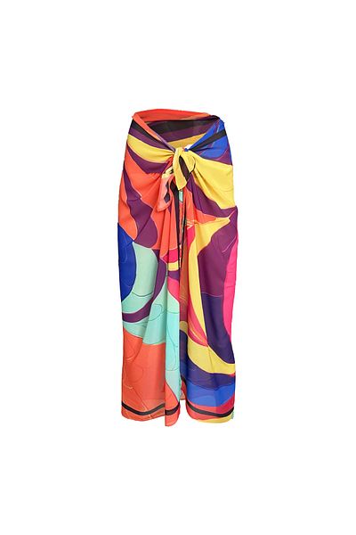 Bolder Emily Multi Geometric Silk Chiffon Pareo