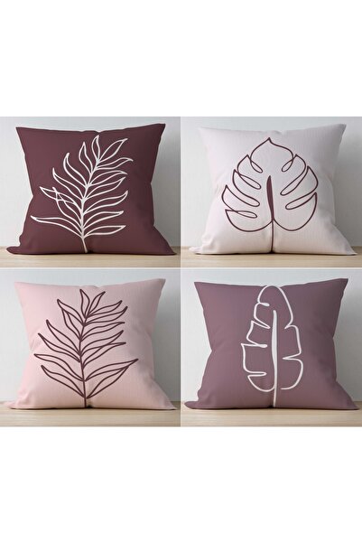 Genel Markalar Çift Taraf Baskılı Süet Dokulu 4'lü Koltuk Kırlent Takımı-72