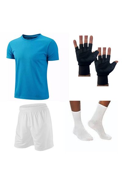 parypary Sports Set Fitness Dry Touch T-Shirt Sports Shorts Weight Gloves And Sports Socks Set