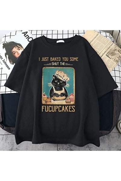 ORLONTEX Tricou oversize unisex cu imprimeu Black Cat