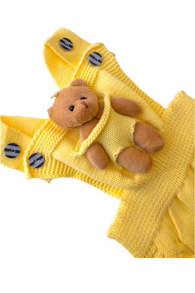 gogo bici Teddy Bear Strap Adjustable Knitwear Jumpsuit Tights Salopette Baby Kids Thick