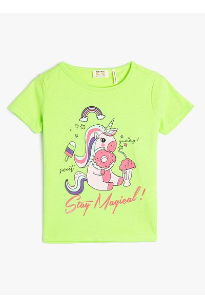 Koton Εκτυπωμένο Neon Yellow κοριτσίστικο T-shirt 3skg10163ak