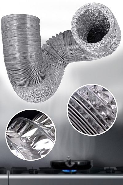 Binbirreyon Aspirator Pipe 2mFlexible Hood Chimney Pipe with Aluminum Wire Rd047