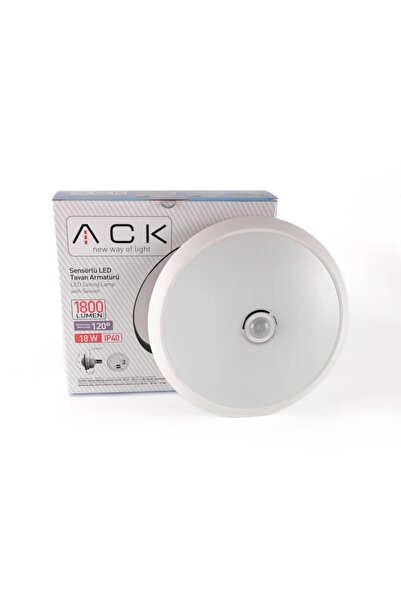 ACK 18 W Sensörlü Led Tavan Armatürü - Beyaz Işık (6500k) - Beyaz Kasa - Ac17...