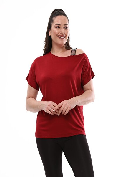 xlargebutik Γυναικεία ρούχα σε μεγάλο μέγεθος, μπορντό, ελαστικό μπουφάν με λ...