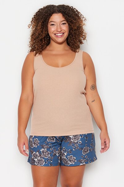 Trendyol Curve Πολύχρωμο Σετ Πιτζάμες Μονό Ζέρσεϋ με λουλούδια TBBSS23AI00004