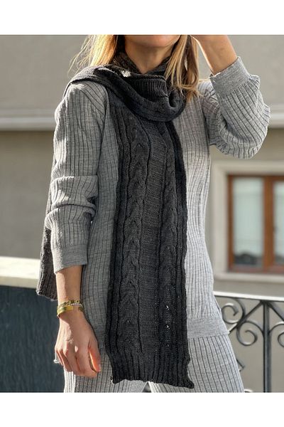 Whoknows Anthracite Gray Knitted Scarf