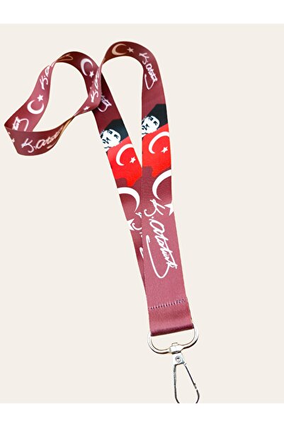 CİCCİBİCCİSHOP Atatürk Bordo Boyun Askı Ipi 2,5 Cm Eninde
