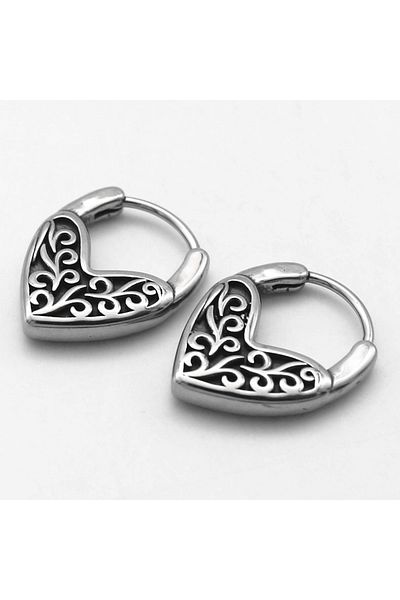 Viking Vintage Heart Boutique Design Snap Ring Biker 316l Steel Men's Earrings