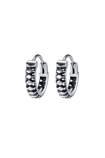 Viking Striped Design High Polishing Modern Style Men's 316l Steel Earrings