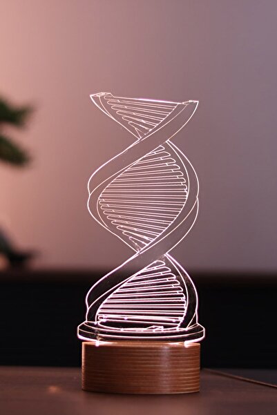 BY-LAMP Dna Figürlü Dekoratif Hediye Led Masa Lambası | 7 Işık Rengi | Ahşap ...
