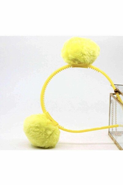 QUEEN AKSESUAR Devojčin neon žuti Pliš pernati pom pom kruna