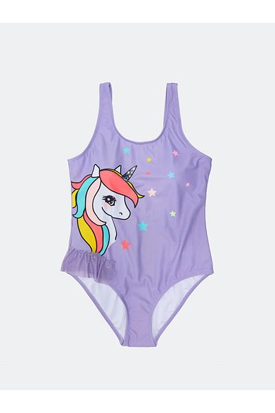 LC Waikiki LCW Kids Flexible Fabric Printed Girls' Swimsuit