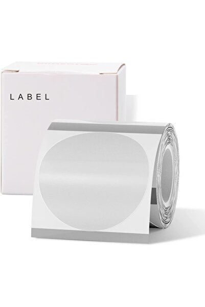 NiiMbot 50x50mm Yuvarlak Şeffaf Etiket B21/b1/b3s Için 150 Adet Yırtılmaz, Su...
