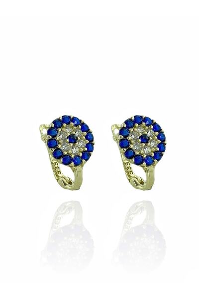 MaGold Nazar Göz Boncuk J Klips Çocuk Bebek Küpesi Altın Küpe