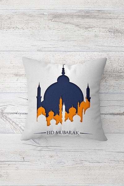 on the clouds Eid Mubarak Ramadan Mosque Patterned Hidden Zippered Throw Pillow Cover Sofa Pillow Cover Set (4pcs)