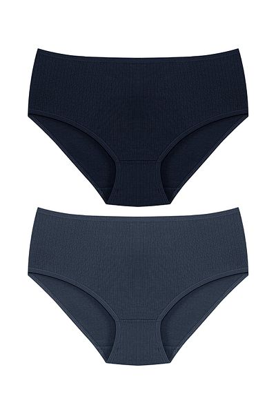 HNX Γυναικεία εσώρουχα 2 συσκευασιών Cotton Corded Plus Size