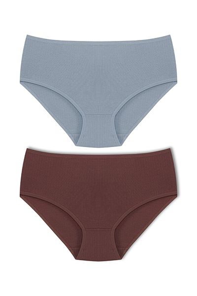HNX Γυναικεία εσώρουχα 2 συσκευασιών Cotton Corded Plus Size