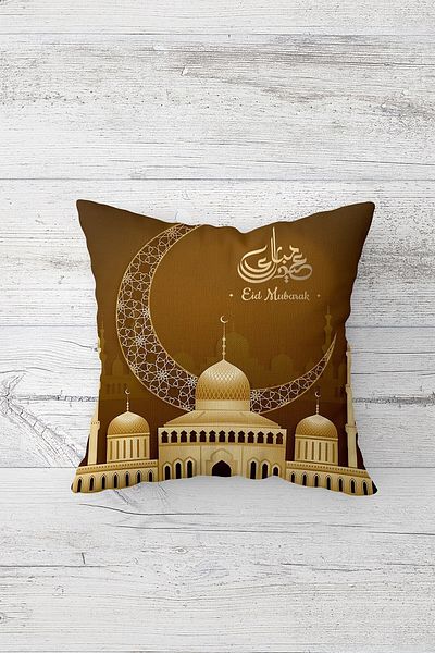 on the clouds Față de pernă cu fermoar ascuns cu tema Ramadan Moscheea Eid Mubarak Set de huse de pernă pentru scaun (4 buc)