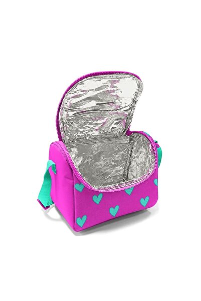 Coral High Kids Neon Pembe Su Yeşili Kalp Desenli Thermo Beslenme Çantası 11806