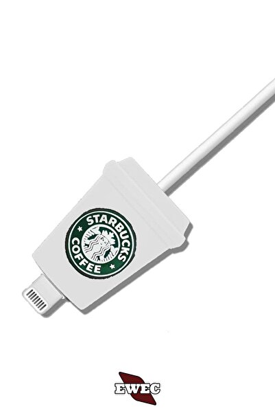 EWEC Beyaz Starbucks Bardak Figürlü Sevimli Usb Kablo Koruyucu, Silikon Şarj ...