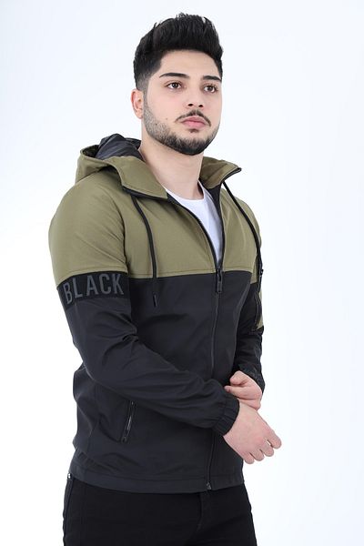 Stilkombin Style Combination Black Piece Hooded Seasonal Coat Pldp 2907