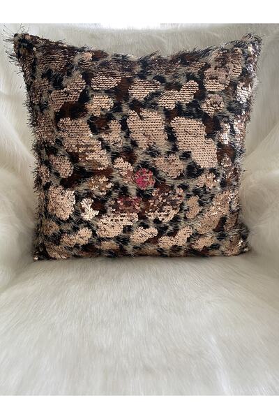 MER HOME Husă de pernă cu paiete dense cu model leopard