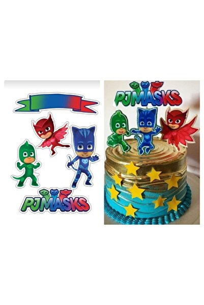 hediyehobihersey Pj Maskeliler Resimli Pasta Ve Kurabiye Için Yenilebilir Şek...