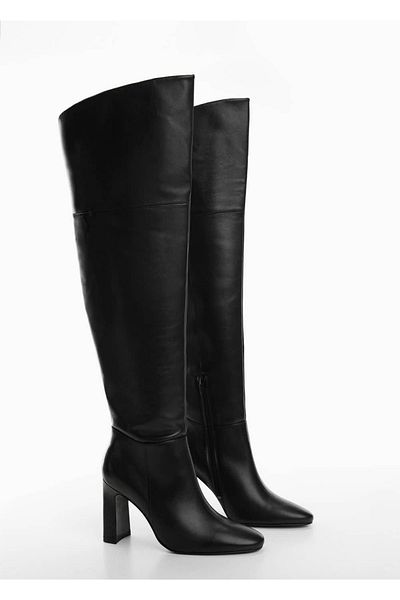 MANGO Woman Lange Lederstiefel