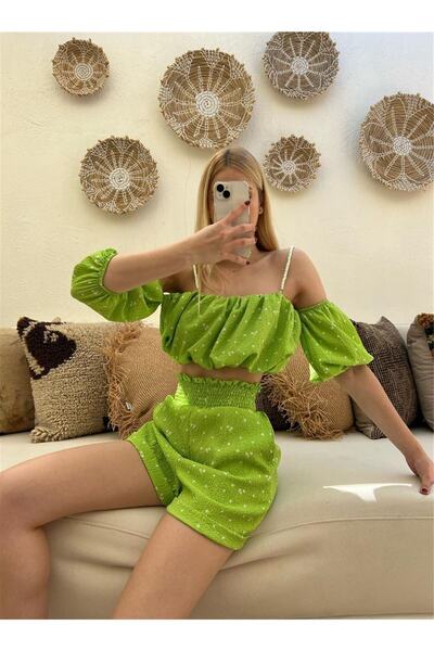 Quzu Beli Gipeli Yeşil Şort