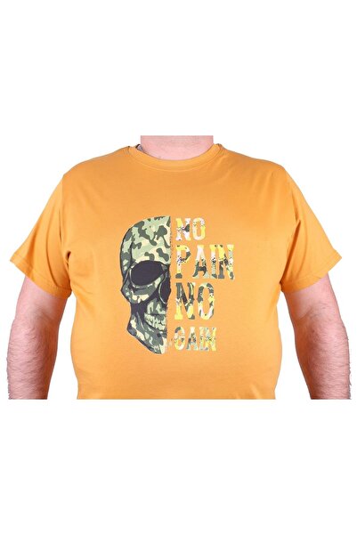 Starbattal Men's Crew Neck Large Size T-Shirt - No Gain 23126 Mustard