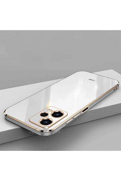 m.tk moveteck حافظة هاتف Xiaomi Redmi Note 12 Pro 5G مع حماية للكاميرا، غطاء سيليكون ناعم بحافة ذهبية لامعة