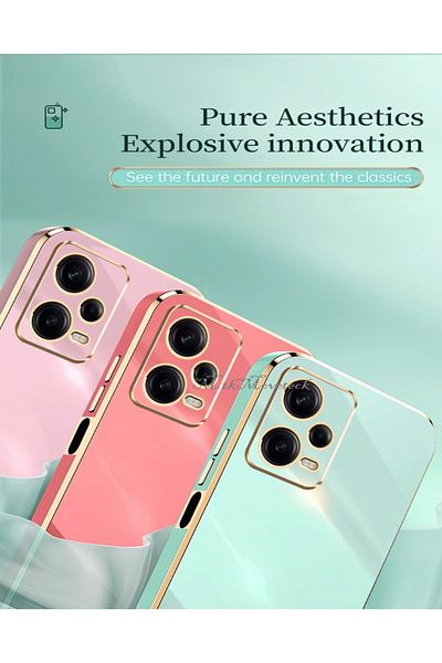m.tk moveteck حافظة هاتف Xiaomi Redmi Note 12 Pro 5G مع حماية للكاميرا، غطاء سيليكون ناعم بحافة ذهبية لامعة
