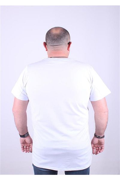 Starbattal Ανδρικό μπλουζάκι με λαιμόκοψη σε μεγάλο μέγεθος Young 23124 Λευκό