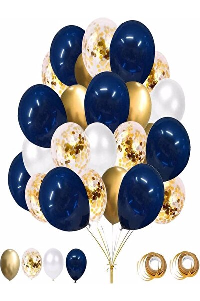 DÜVENCİ TİCARET Balon Paketi, Altın Balonlar Altın Beyaz Konfeti Balonları Me...
