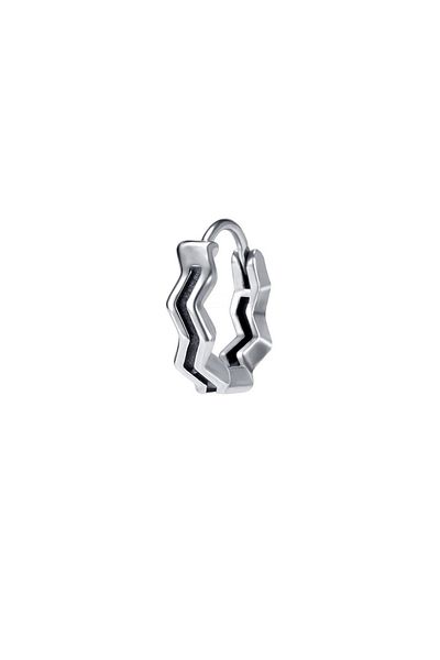 Viking Zigzag Striped Sport Style Modern Design Interlocking Biker Men's 316l Steel Earrings