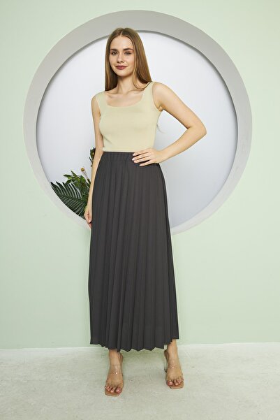 comstar Plain Long Lined Pleated Skirt, Pleated Skirt, Summer Skirt, Crepe Skirt, Hijab Skirt, Long Skirt