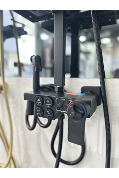 Nefa Venüs Mat Siyah Piyano Tuşlu Dijital Göstergeli Duş Sistemi