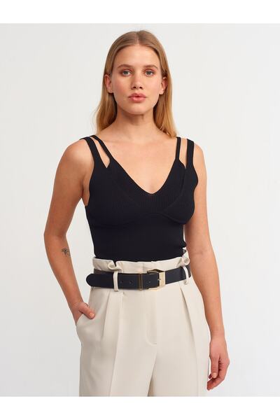 Dilvin 10335 Tricotaj cu bretele duble Atlet-negru