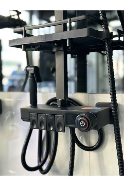 Nefa Star Mat Siyah Piyano Tuşlu Tepe Duşlu Duş Seti