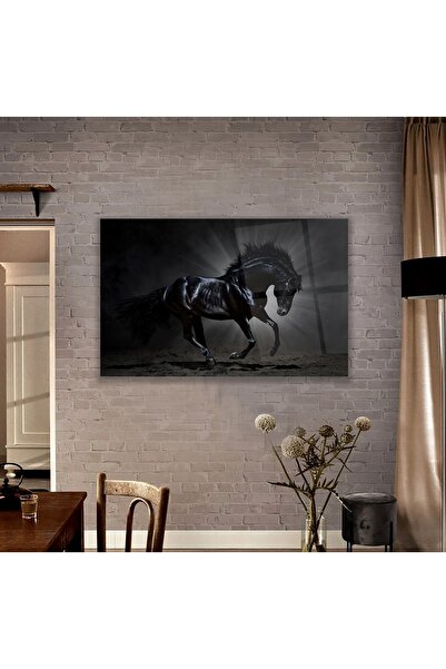 EMYA HOME Siyah At Cam Tablo