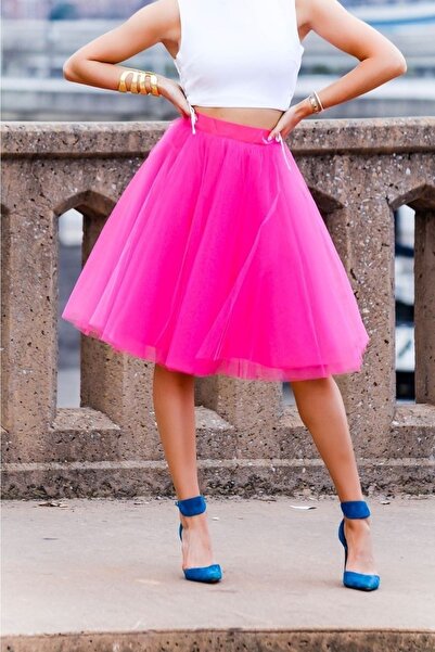 INDRESS Fustă roz de tul de damă