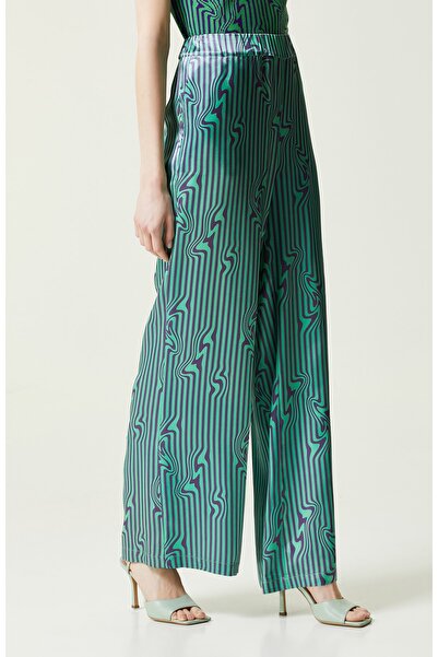 Network Yeşil Desenli Bol Paça Pantolon