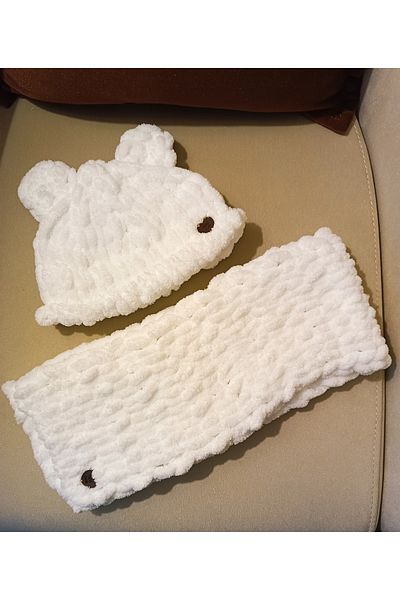 Moda Biçer Soft Hand Knitted 100% Organic Antiallergenic Baby Beanie & Scarf Set