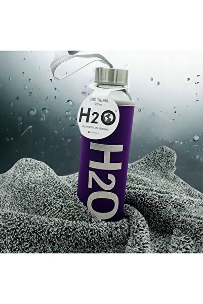 Tohanna Tohana H20 Kılıflı Cam Matara Mor 500 ml