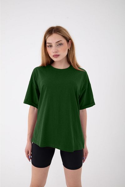 Mad&Calf Γυναικείο μπλουζάκι Basic Unprinted Plain Oversize Loose Loose Cut με διπλό μανίκι